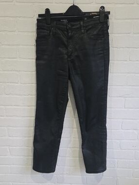 Ag Adriano Goldschmied Black Cropped Waxed Jeans